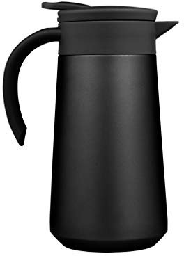 BOHORIA® - Termo, jarra para café, té y agua, acero inoxidable, cierre de punta rápido, 0,8 litros, color negro