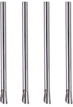 4-Pack Stainless Steel Straws 8.5 Inch Extra Wide 10Mm Reusable Bubble Tea Straws for Smoothies and Hot Drinks Silver