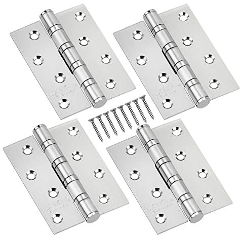 4 Stück Scharnier Edelstahl 100mm, Türscharnier mit Schrauben für Massive Türen Innen Außen - Silber