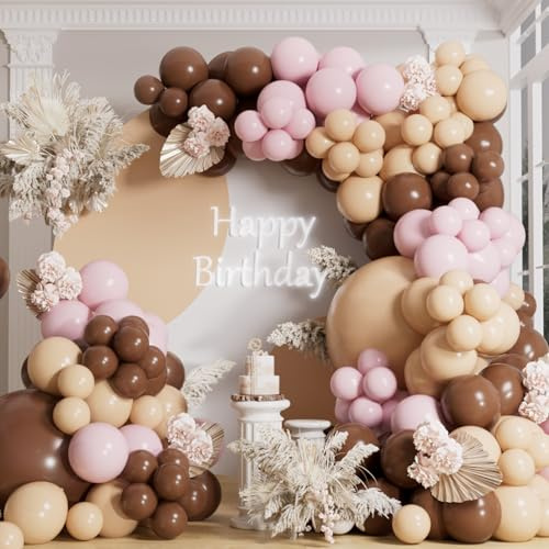 AULE Luftballon Girlande Braun: 155 Stück Braune Matte Ballons Girlande Set Rosa Ballongirlande Latex Luftballons für Party Hochzeit Valentinstag Geburtstag Deko