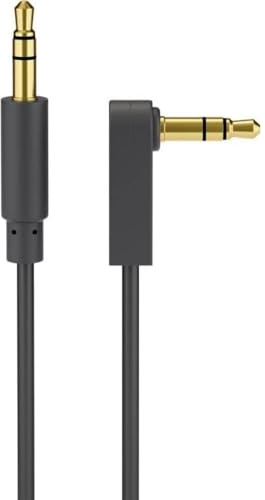 goobay 59525 Cable de toma de audio AUX, 3,5 mm estéreo de 4 clavijas delgado, CU, con ángulo de 90° - enchufe de 3,5 mm (4 clavijas, estéreo) a enchufe de 3,5 mm (4 clavijas, estéreo) - 3m