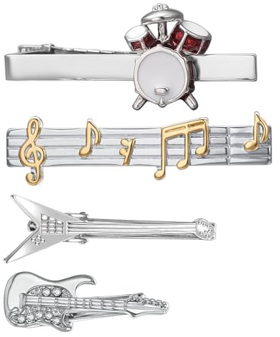 RunootPR Krawattennadel Set Musik Silber Krawattenklammer Personalisiert für Herren Schmuck Geschenk