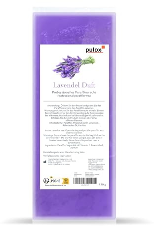 Pulox Paraffinwachs Lavendel 450 g für Paraffinbad & Wachswärmer | Pflegendes Wachs für Handpflege, Fußpflege und Wellness, ideal für Wärmebehandlungen und Kosmetikanwendungen