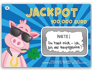 Joli Coon Lotto Jackpotlos zum personalisieren | Silbernes Rubbelfeld, Gutschein zum Selbst Basteln, fühlbare UV-Lack-Veredelung, Premium-Papeterie