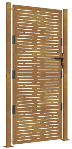 vidaXL Gartentor, Gartentür mit Quadratischem Design, Abschließbar Hoftor Eingangstor für Garten Terrasse, Tor Zauntor Gartenpforte, 105x180 cm Cortenstahl