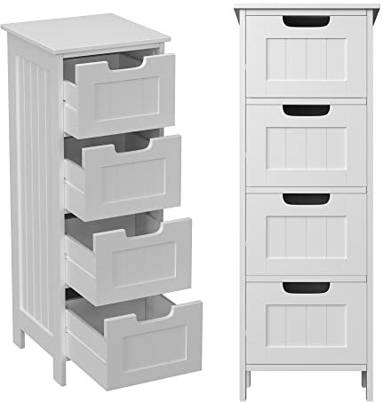 ANSIMIDA 4-Schubladen-Bodenschrank Bad Lagerung 30x30x82cm, MDF-Platten, freistehende Schrank für Wohnzimmer, Bad, Eingang und Büro