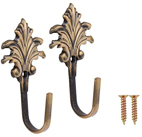 Karriter 2 Stück Vintage Ahornblätter Vorhang Raffhalter Quaste Haken Tür Wand Bronze