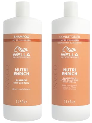 Wella Professionals Invigo Nutri Enrich Vorteils-Set – tiefenwirksam reparierende Pflege für strapaziertes Haar – 1 L Feuchtigkeitsshampoo, 1 L Conditioner