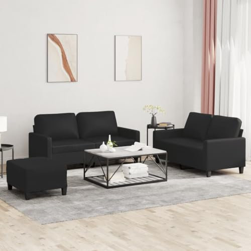 ZEYUAN 3-TLG. Sofagarnitur mit Kissen Schwarz Kunstleder, Sofa Mit Relaxfunktion, Couchgarnitur, Wohnzimmer Sofa, Couch, Sofa Set 3201413