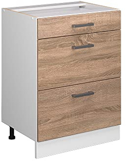 Vicco Unterschrank R-Line, Sonoma, 60 cm | mit Schubladen, ohne Arbeitsplatte, geeignet zur Aufbewahrung von Reinigungs- und Haushaltszubehör
