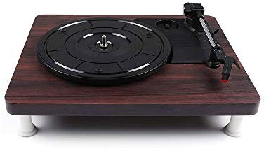 Tourne-Disque, Platine Vinyle Vintage Bluetooth à 3 Vitesses avec Haut-Parleur stéréo intégré, Fonction AM/FM et Sortie auxiliaire et RCA, Bois Naturel