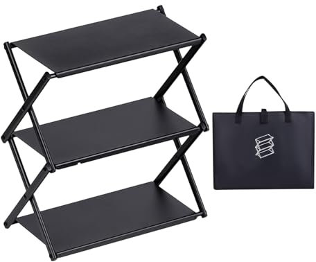 Tragbares Campingregal – faltbares Schuhregal, dreilagige Aufbewahrungsregale, Mehrzweck-Camping-Aufbewahrung, Organizer, einzigartiger faltbarer Kleider-Organizer für Outdoor-Aktivitäten,