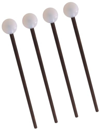 BESTonZON 2 Paar Weiße Trommelschlägel und Gummi für Tongue Drum und Marimba mit Bequemem Griff für Kinder und Musiker