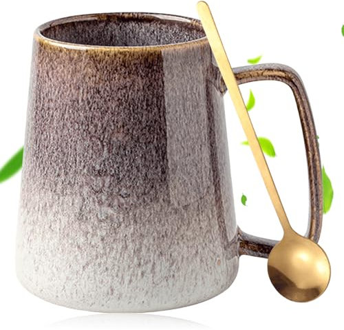 Tazza da caffè in ceramica, 700 ml, grande tazza da tè per ufficio e casa, grande tazza da caffè per cacao, cappuccino, latte, cereali, lavabile in lavastoviglie, adatta al microonde (grigio)