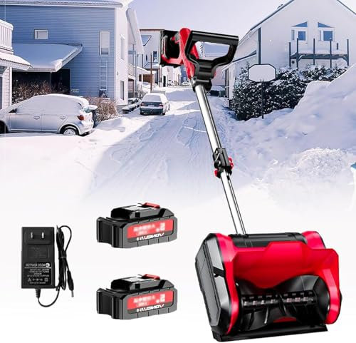 Soplador De Nieve PortáTil + Paquete BateríAs 2 X 4,0Ah Y Cargador, Soplador Nieve EléCtrico De Empuje + Tablero Direccional Y Manija Delantera Ajustable, Para Limpiar Caminos De Acceso