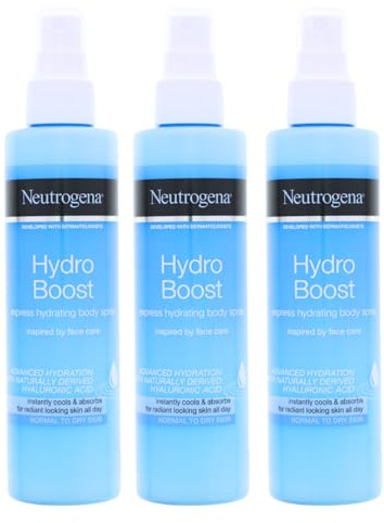 3x Neutrogena Express Feuchtigkeitsspray für Körper mit Hyaluronsäure je 200 ml