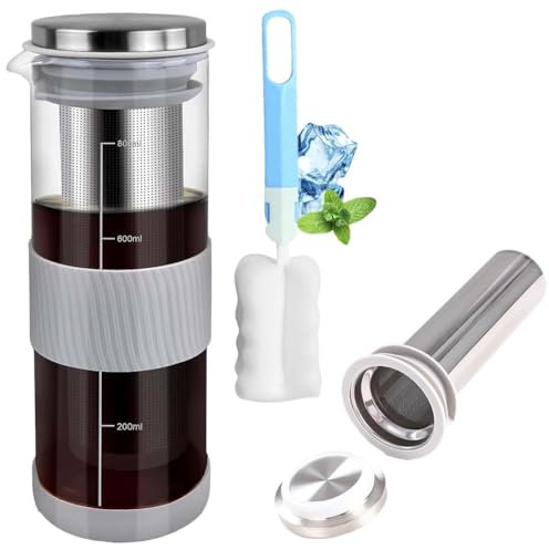 Yindhgdr Macchina per caffè Cold Brew Jar Pitcher 800ML Filtro in Acciaio Inossidabile con Tazza Brocca per Cold Brew per Frutta tè