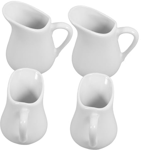 Alipis Jarra de Cerámica White para Leche y Café de 80 Ml con Diseño Especial de Boquilla, Fácil de Usar y Transportar, Adecuada para Servir Mantequilla Caliente o Jarabe