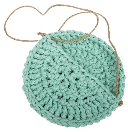 HEMOTON Nordic Style Handmade Crochet Air Plant Basket Wall Hanging Cotton Plant Hanger for Indoor Decor Lightweight Decorative Planter for Cake Shop and Fresh Style Display