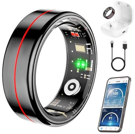 Anello intelligente, per donne e uomini, con frequenza cardiaca, ossigeno nel sangue, HRV, livello di stress, monitoraggio del sonno, contapassi, senza costi di abbonamento, impermeabile IP68, per