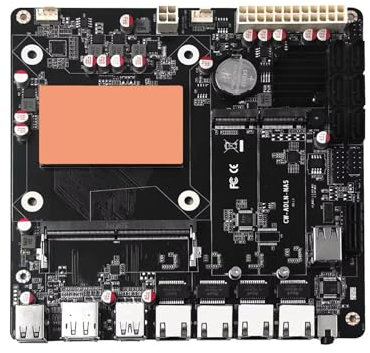 Glovary 6 Bay N150 CPU NAS Mainboard, 4 x i226V 2.5GbE LAN Mini ITX Motherboard, DDR5 32GB RAM 1TB NVMe SSD, 6 xSATA3.0 NAS Server, HD, DP, USB-C, 17 x 17 CM PC Board