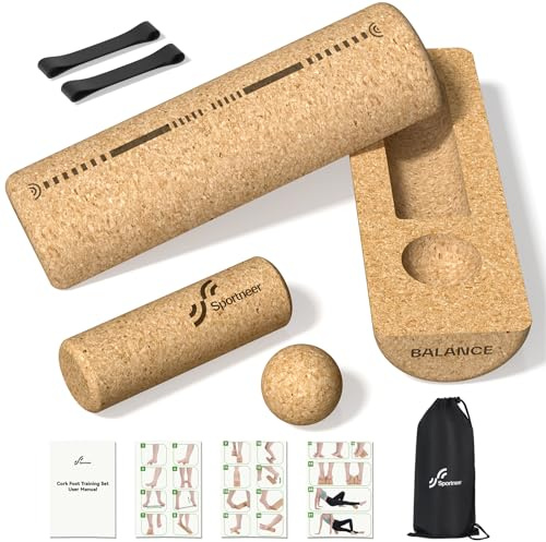 Sportneer Cork Balance Board with Storage Bag – Natural Cork Balance Board | Wobble Board for Foot Massage, Ankle Strength, Physical Therapy & Stability Training