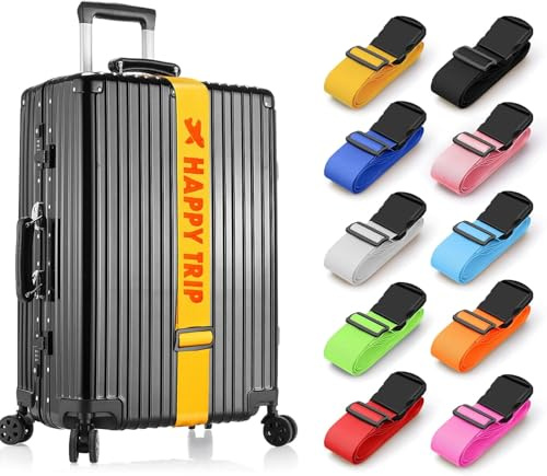 Personalisierte Koffergurt mit Namen, Stickerei kofferband Gurt Auffällig & Sicher, Bunt Gepäck Identifikation für Große & Kleine Reisekoffer, TAS Koffer Bänder Gepäckband ideal über Kreuz (1 Stück)