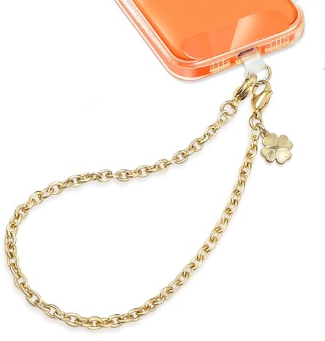 BLACK PATHON Metal Phone Lanyard Phone Wrist Strap Anti-Theft Strap with 2 Clear Tether Tabs Detachable Chain for Women and Girls