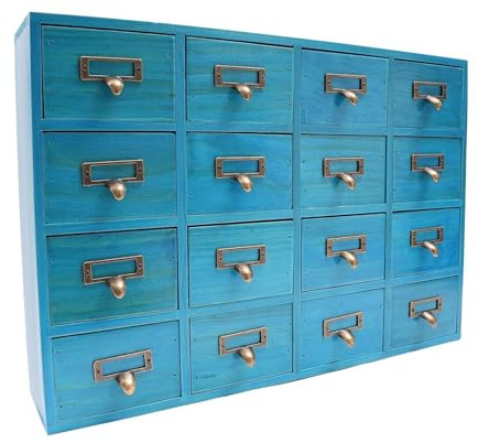 16-Drawer Apothecary Cabinet - Versatile Tabletop Storage Chest for Home Office Bathroom & Craft Supplies - nize Small Items Efficiently