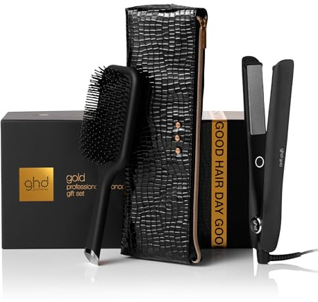 ghd – Styler Gold presentset – plattång (svart) – Cherry Chic kollektion – professionell avancerad stylare – utan extrem värme – alla hårtyper – inkluderar ghd-borste och en värmebeständig förvaring