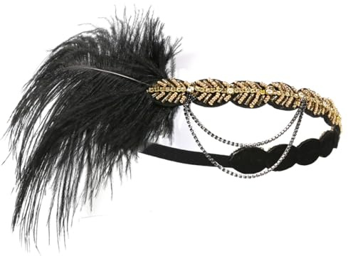 UKCOCO Bandeau Vintage Femme Années 1920 Accessoire Cheveux Franges Strass pour Soirée Mariage Bal Cocktail Fête Cheveux Courts Longs Bouclés Raides