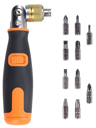10 in 1 Ratchet Screwdriver Set, Household Bendable Ratcheting Screwdriver with Magnetic Bit for Easy Assembly, There is a Screwdriver Compartment Inside The Handle.