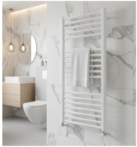 Badheizkörper Handtuchheizkörper 922 x 500 mm Weiß 424 W – Heizkörper für Badezimmer wasserführend mit Zentralanschluss unten (Mittelanschluss), Wandmontage, modern