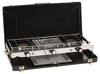 Outwell Portable Stove Appetizer Trio| 2 x 1500W Burner and 1500W Grill| Connects To An LGP Gas Cylinder| Great For BBQ's/Camping|Black