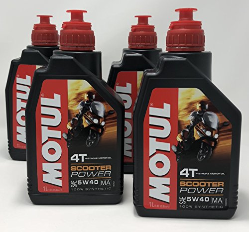 MOTUL Acete Motor Moto 4 Tiempos Scooter Power SAE 5W-40 MA, 4 litros (4x1 lt)