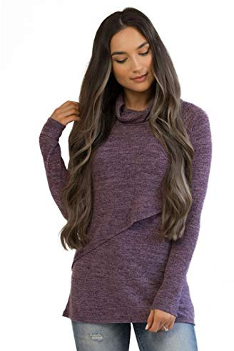Nursing Queen Asymmetrical Nursing Sweater - Purple (M)