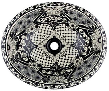 Serena - Oranges Mexikanisches Ovales Waschbecken | Oval Einbauwaschbecken mit Rand | Keramik Talavera Einbau/Unterbau Waschbecken aus Mexiko