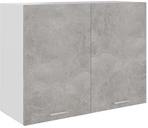 vidaXL Hängeschrank 2 Regalböden Küche Schrank Einbauküche Küchenzeile Küchenmöbel Oberschrank Küchenschrank Betongrau 80x31x60cm Holzwerkstoff