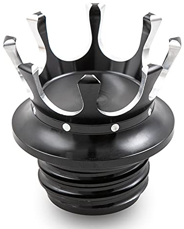 APEBAZY Motorrad-Kraftstofftankdeckel CNC-Kronen-Ölkapseln für Sportster XL1200 883 48 Softail Dyna FXD FLST Road King 1996-2021 Schwarz-Silber