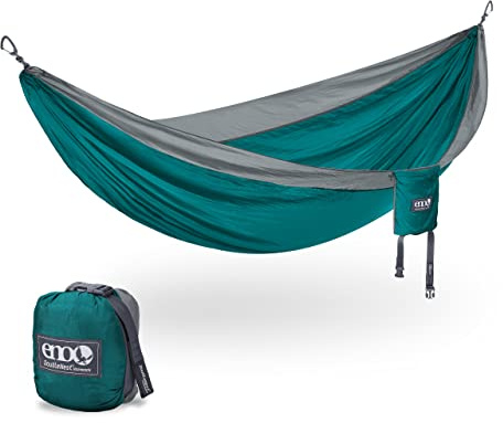ENO DoubleNest Hammock - Lightweight, Portable, 1 to 2 Person Hammock - for Camping, Hiking, Backpacking, Travel, a Festival, or The Beach - Seafoam/Grey