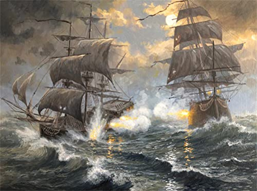 Meecaa Malen nach Zahlen Segelboot Wellen Mond Landschaft Kit für Erwachsene Anfänger DIY Ölgemälde 40,6 x 50,8 cm (Segelboot, kein Rahmen)