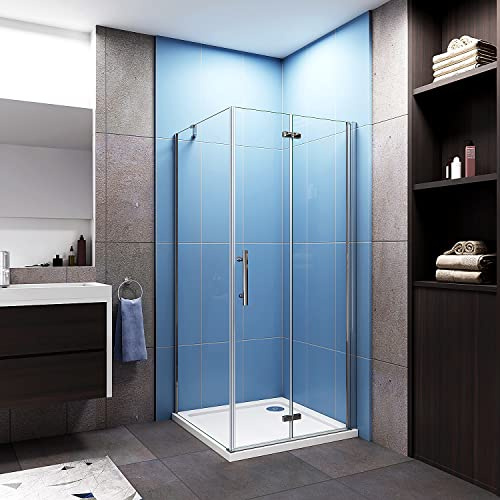 Aica Sanitär Duschabtrennung 76x76cm Duschkabine Duschtür Nischentür Falttür NANO GLAS Dusche