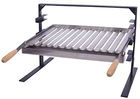 PEGANE Support Barbecue avec Grille et récupérateur de Graisse en INOX Coloris Gris - 50 x 41 x 42 cm