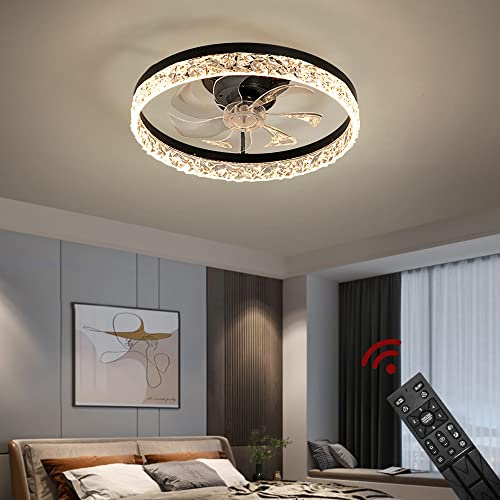Tonhandisplay Deckenventilator mit LED Beleuchtung Deckenlampe Ventilator D3304 Ø 50cm mit Fernbedienung Lichtfarbe/Helligkeit einstellbar dimmbar LED Deckenleuchte fan light ceiling (D3304)