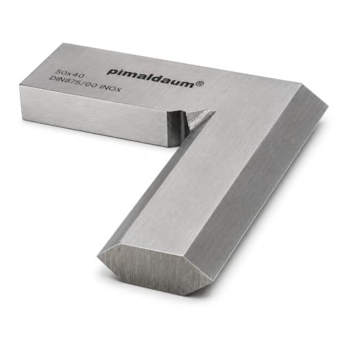 PIMALDAUM® Anschlagwinkel als Haarwinkel 50 * 40 mm 90°-Flachwinkel | Präzisionswinkel nach DIN 875/00, Edelstahl 4Cr13