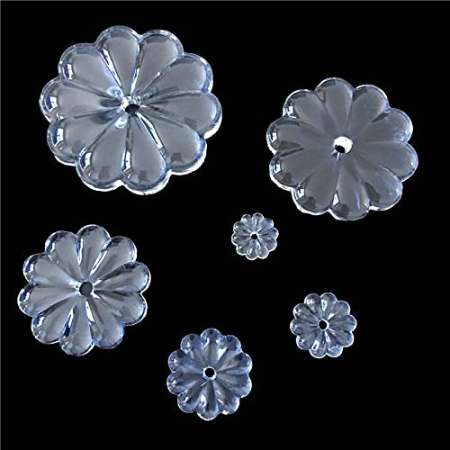 Todos los tamaños de perlas de rosetón de cristal transparente con forma de crisantemo, piezas de araña de vidrio para cortina de decoración de bricolaje, 60 mm, 10 unidades