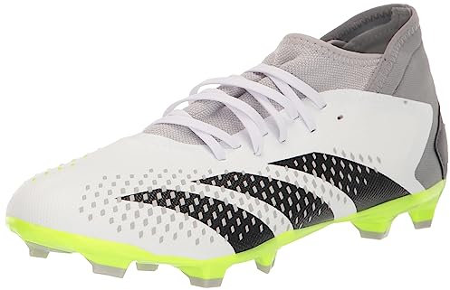 Adidas Unisex Predator Accuracy.3 Firm Ground Sneaker, White/Core Black/Lucid Lemon, 4 UK