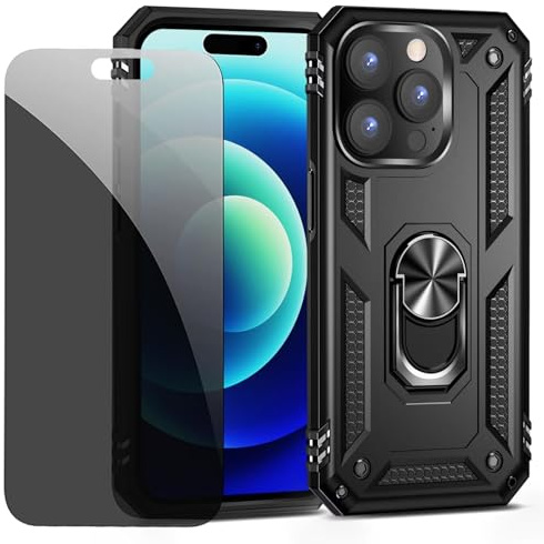 CLYDITE Hülle für iPhone 14 Pro Hülle Schwarz handyHülle mit Anti-Spähen Privatsphäre Schützen Folie Blickschutzfolie