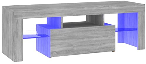 vidaXL TV Schrank mit LED-Leuchten Lowboard TV Möbel Tisch Sideboard Fernsehtisch Fernsehschrank HiFi-Schrank Grau Sonoma 120x35x40cm