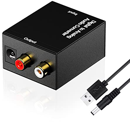 iHaospace Digital zu Analog Audio Konverter, DAC Digital SPDIF optischer zu digitaler L/R-RCA-Wandler, TV Optical Coaxial Input, 3.5mm Jack AUX L/R RCA Output,Optical to RCA AUX Converter